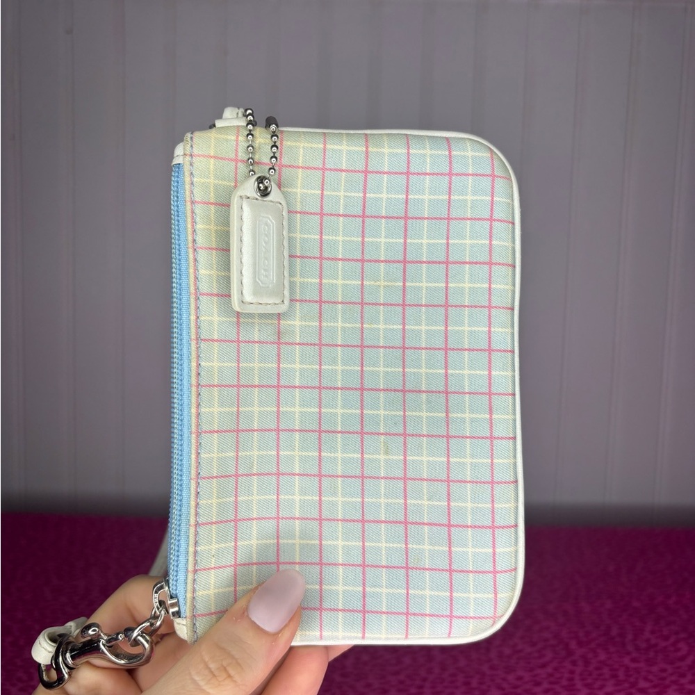 Coach Pastel Plaid Wristlet Clutch - Picture 1 of 4